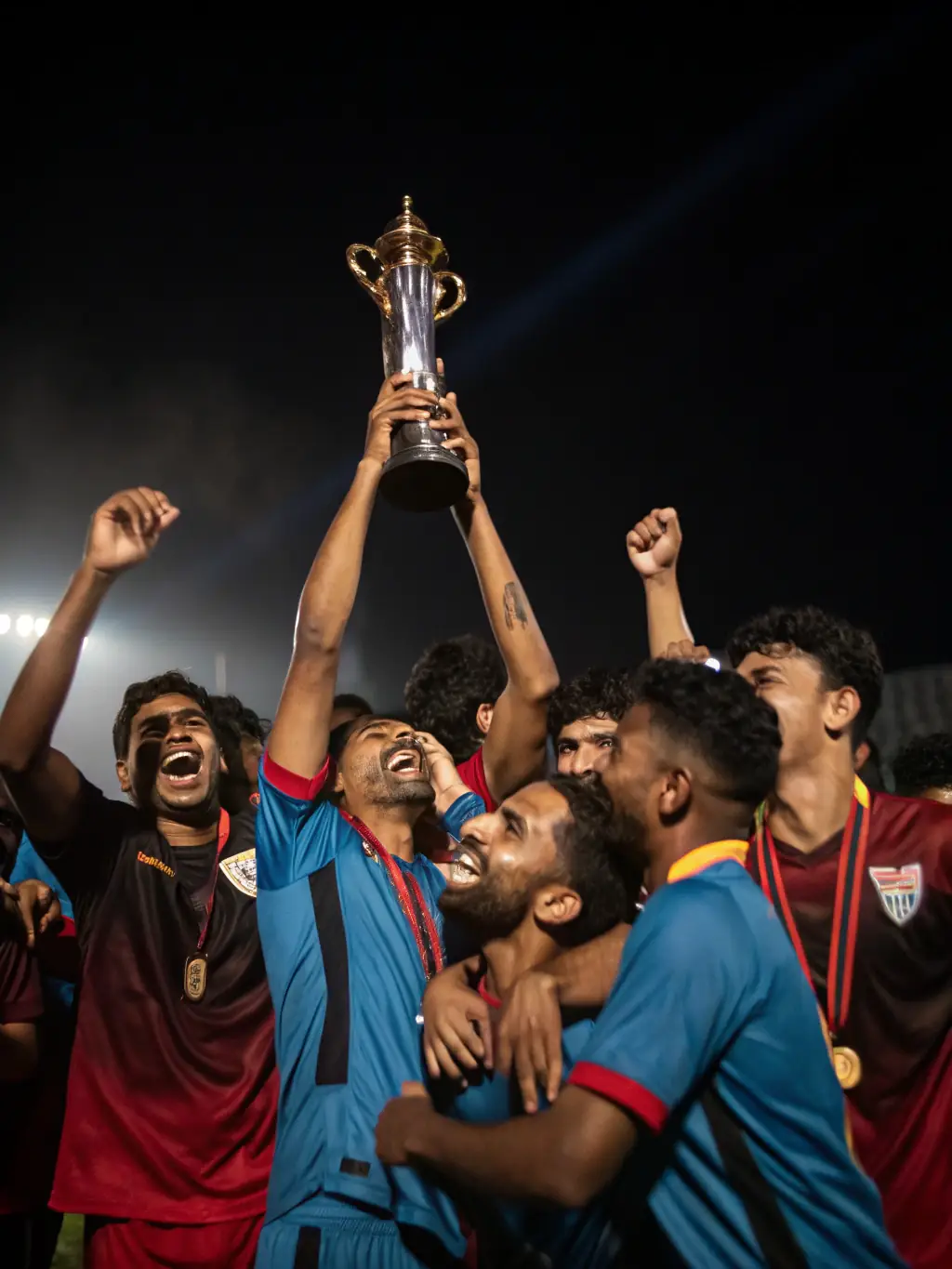 A photo of a local football team participating in a regional tournament, capturing the excitement and competitive spirit of the event.